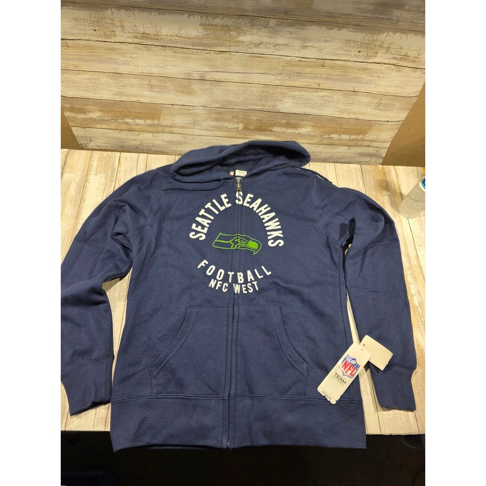 NFL Team Apparel Seattle Seahawks Womens Navy Blue Full Zip Hoodie Small NWT - Picture 1 of 10